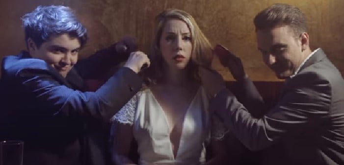 Katherine Ryan in a still from the music video of the song Consent by Jack and Dean