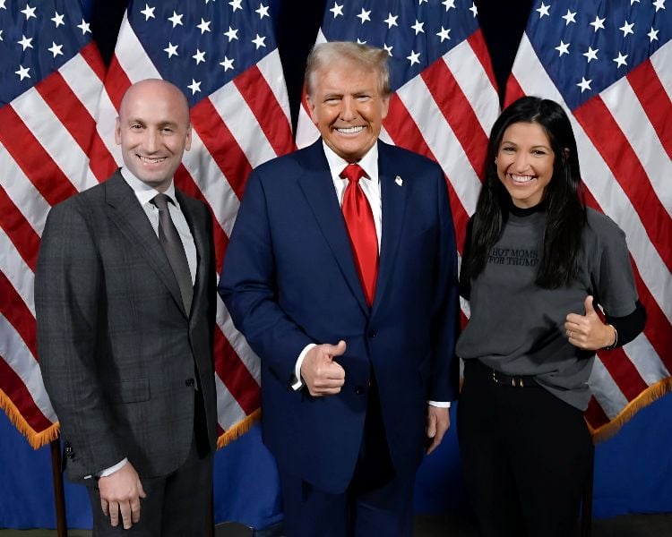 Katie Miller and Stephen Miller with Donald Trump