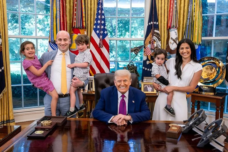 Katie Miller at Donald Trump