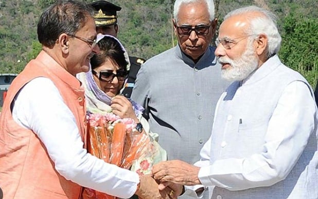 Kavinder Gupta with Narendra Modi and Mehbooba Mufti