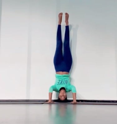 Keerthi Pandian while practicing headstand