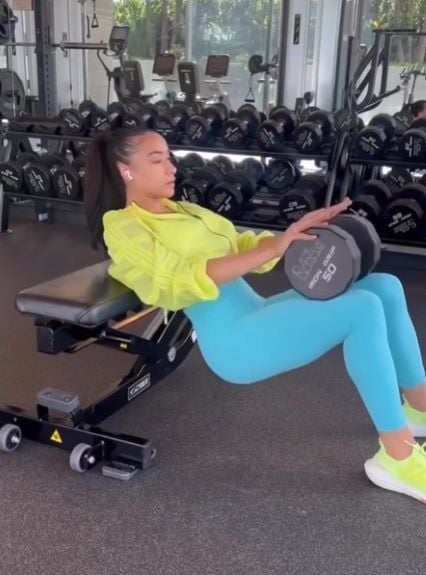 Keeta Hill during her daily workout