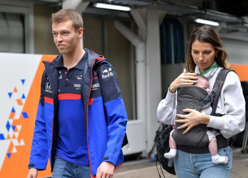 Kelly Piquet with Daniil Kvyat and their newborn daughter, Penelope