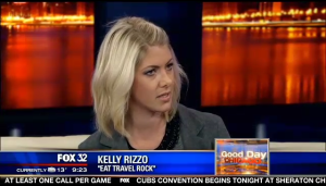 Kelly Rizzo during a talk show on Fox Good Day Chicago