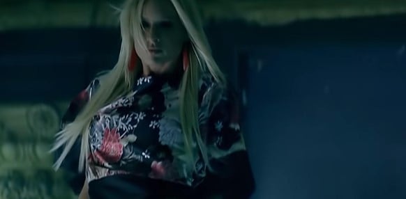 Kendra Wilkinson in a still from the music video of the song Smack That by Akon