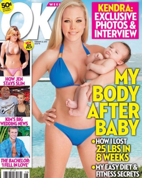 Kendra Wilkinson on the cover of OK magazine after the birth of her first baby