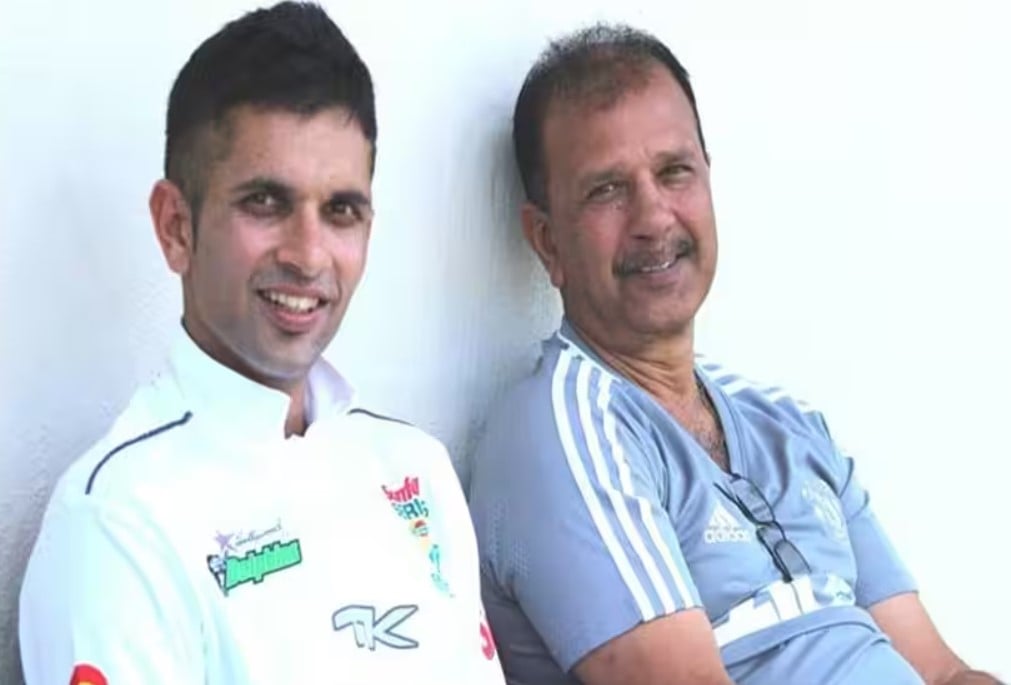 Keshav Maharaj with his father, Athmanand Maharaj