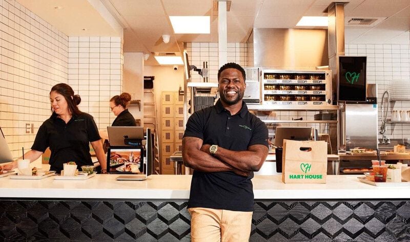 Kevin Hart at his vegan food restaurant 