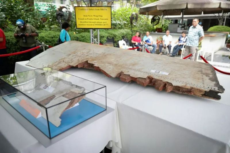 Key pieces of debris of MH370 displayed during a 