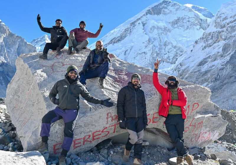 Khalid Rahman with his friends on a trip