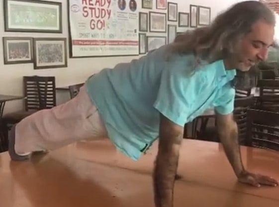 Khurshed Batliwala while doing physical exercise