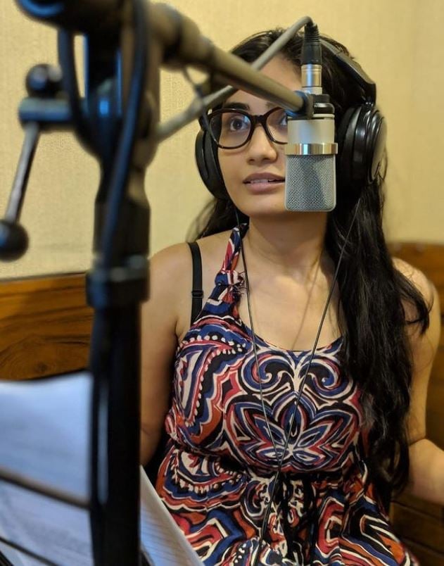 Khushboo Atre in a dubbing studio
