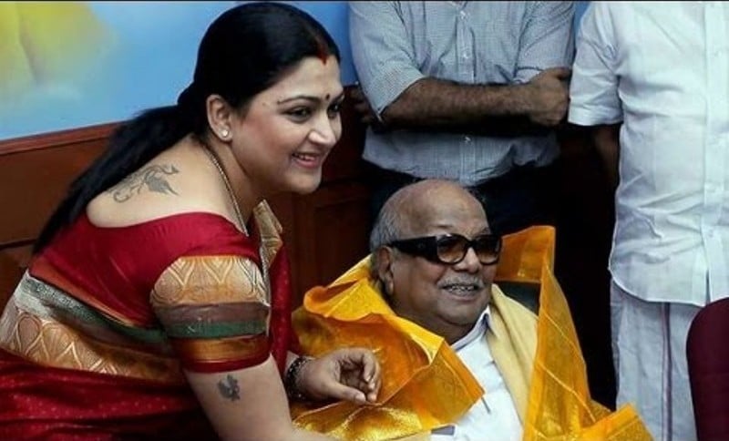 Khushbu Sundar with Karunanidhi