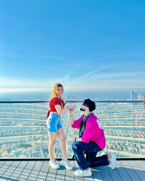 Khushi Choudhary in Dubai with her husband Vivek Choudhary