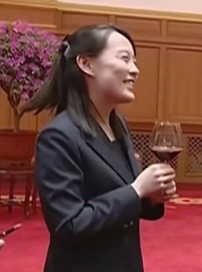 Kim Yo Jong while enjoying wine