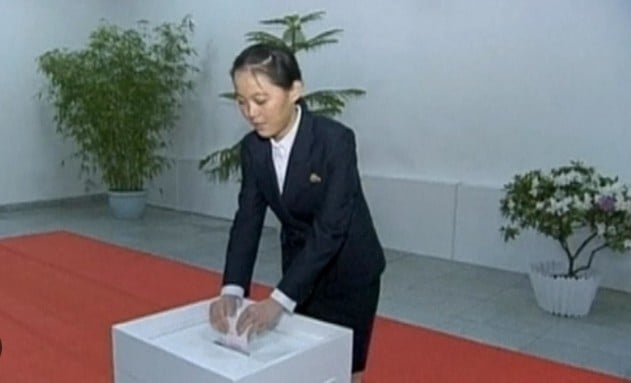 Kim Yo Jong while voting for the Supreme People’s Assembly