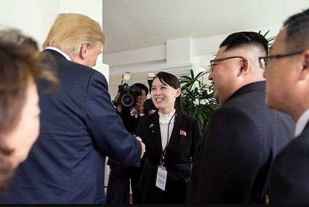 Kim Yo Jong with her brother while meeting U.S. President Donald Trump at the Singapore Summit