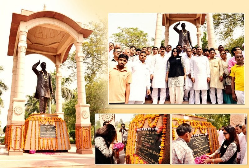 Kiran Choudhry paying tribute to her late husband at the Surender Singh Park
