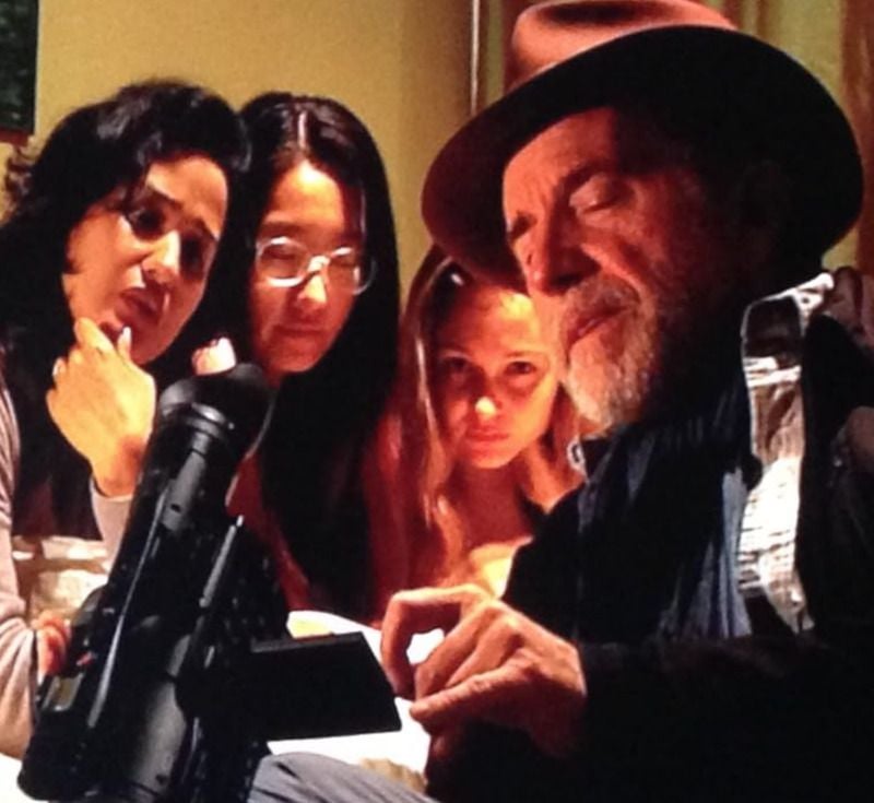 Kiran Dubey with her co-stars during Where Is She Now? film shooting