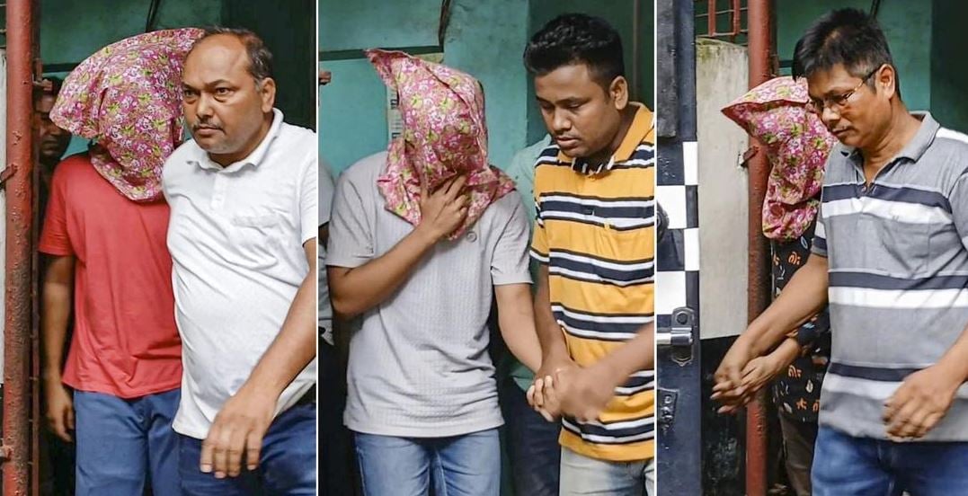 Kolkata Police Officials taking the three accused to the court