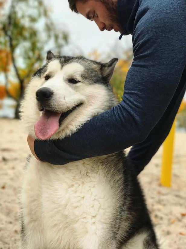 Konstantin Galish with his dog