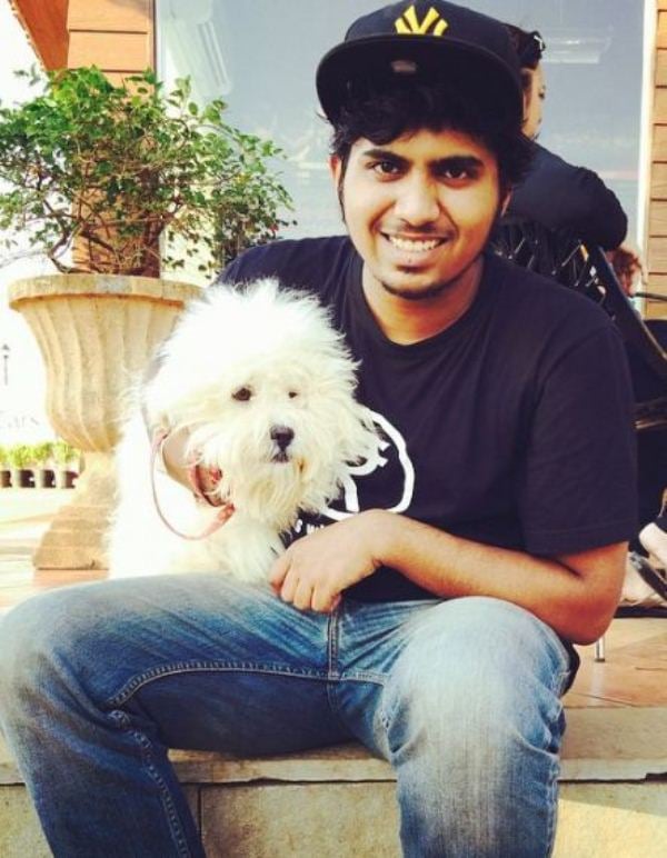 Krish with a dog
