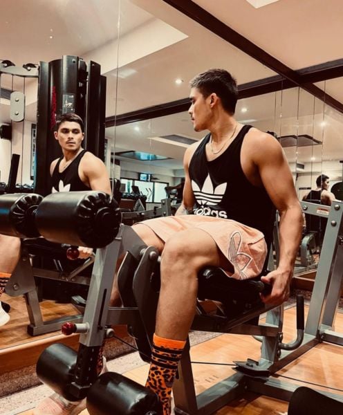 Krishan Bahadur Pathak during his workout session