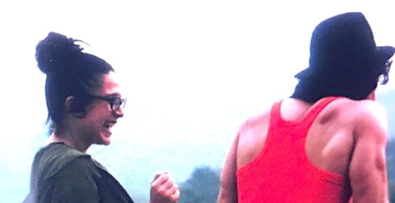 Krishna Shroff with Tiger Shroff on the sets of the film Munna Michael