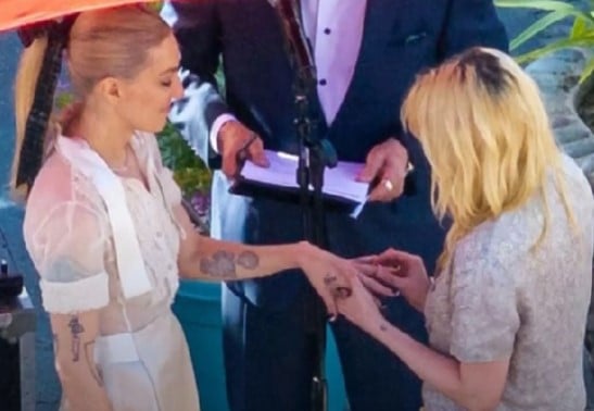 Kristen Stewart and Dylan Meyer on their wedding day