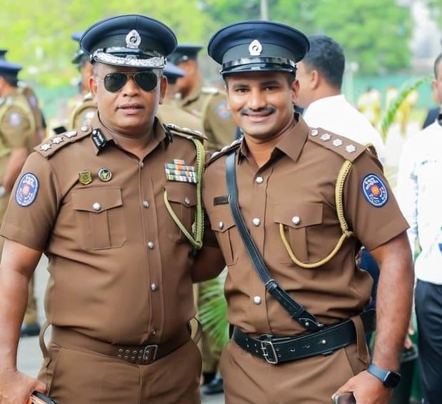 Kusal Perera (right) after becoming a chief inspector