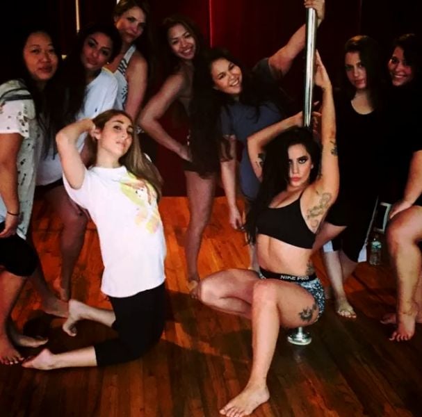 Lady Gaga (kneeling down left) during her days in NYU