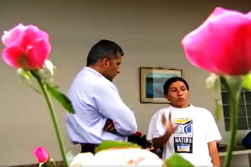 Lady Tabares giving an interview during her time in jail