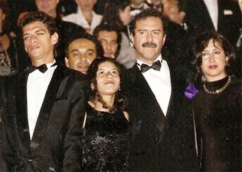 Lady Tabares (second from the left), along with actor Giovanni Quiroz (extreme left) and director Víctor Gaviria (second from the right) at the 51st Cannes Film Festival