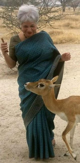 Laila Tyabji with a deer