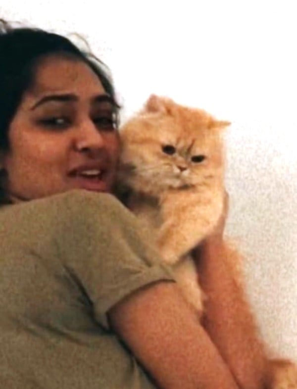 Lakshmi Menon with her cat