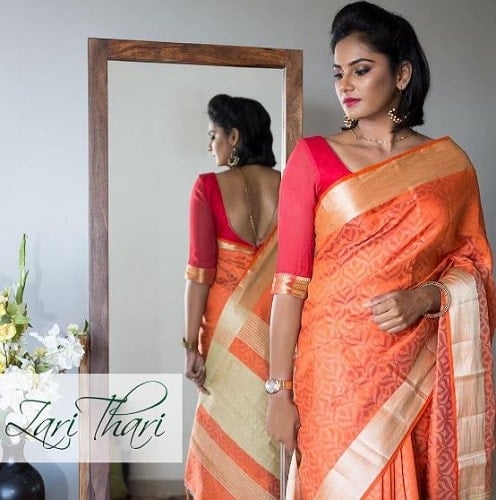 Lakshmi Priyaa Chandramouli in a print shoot of Zari Thari