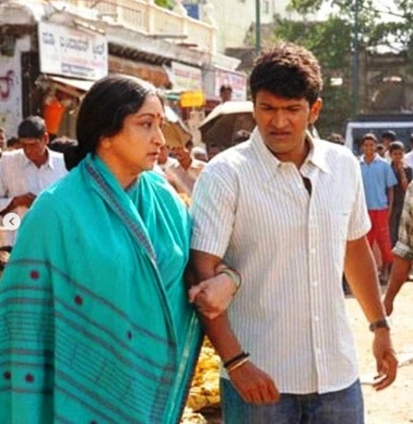 Lakshmi and Puneeth in a still from Vamshi