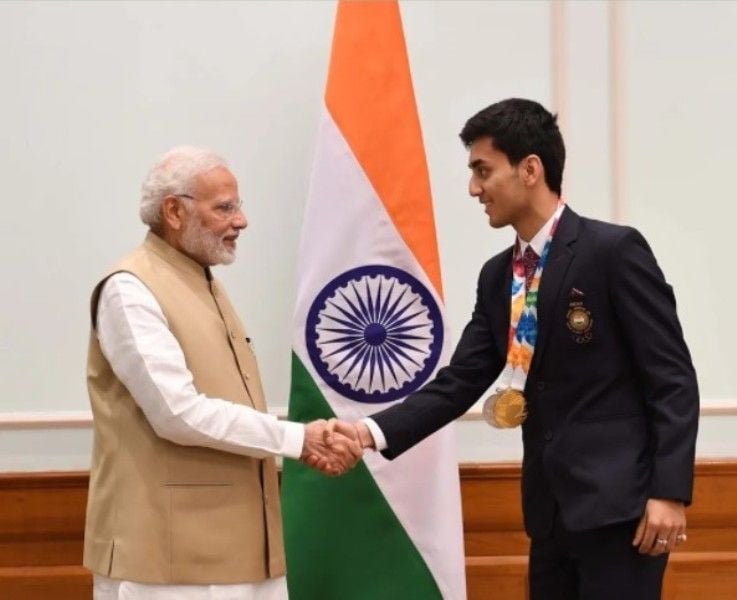 Lakshya Sen with Prime Minister Narendra Modi
