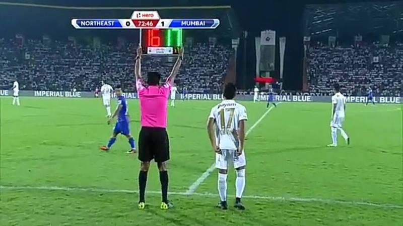 Lallianzuala Chhangte about to come as a substitution in his debut match for the NothEast United FC