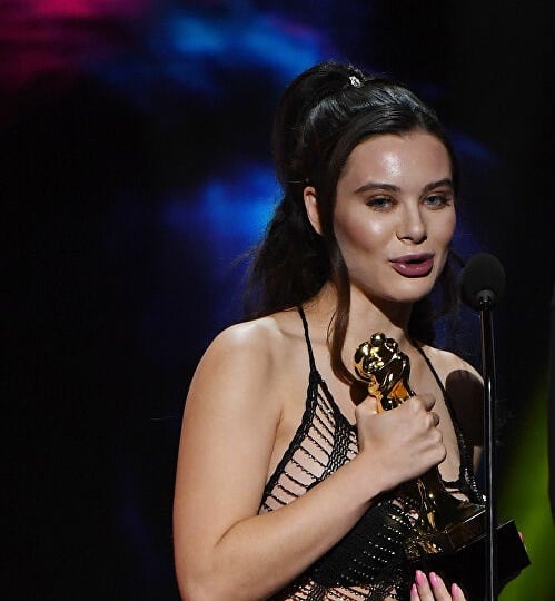 Lana Rhoades during an award ceremony