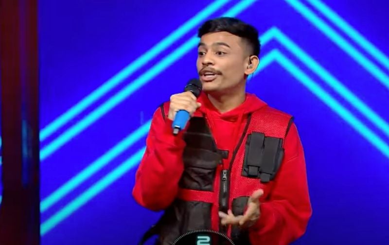 Lash Curry in a still from one of his performances in season 4 of the Indian rap/hip-hop reality TV show titled 