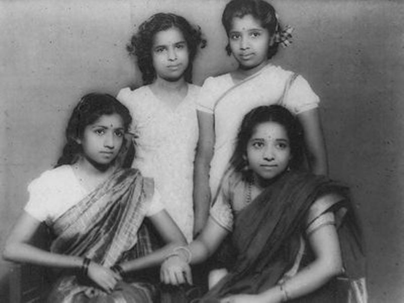 Lata Mangeshkar (sitting left) with her sisters