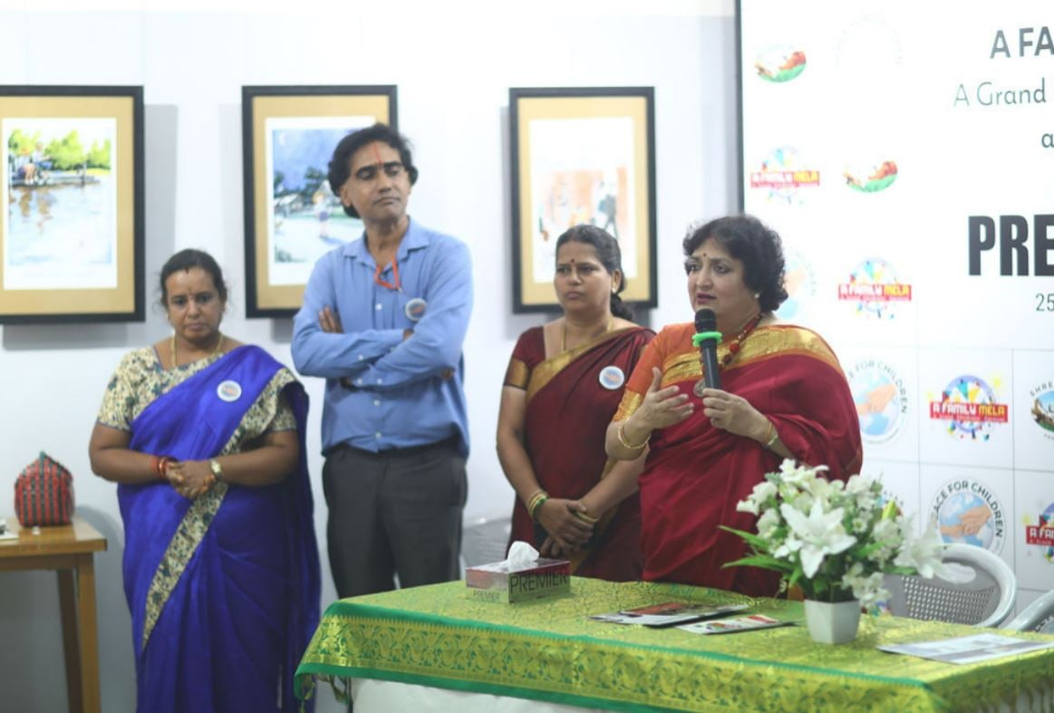 Latha Rajinikanth addressing the media during a conference