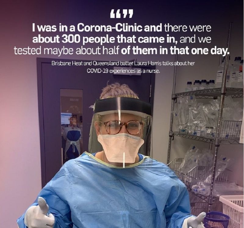 Laura Harris working as a nurse during the Covid-19 pandemic