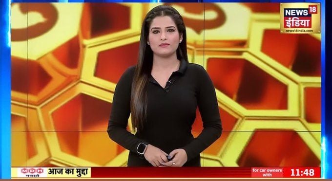 Lavina Raj presenting news on News18 India