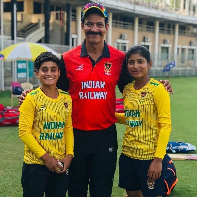 Laxmi Yadav (left) with her Indian Railways coach and teammate