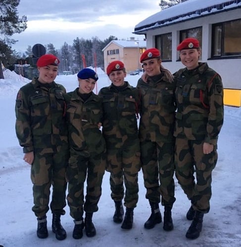 Lea Irene Larssen in a defense compulsory training