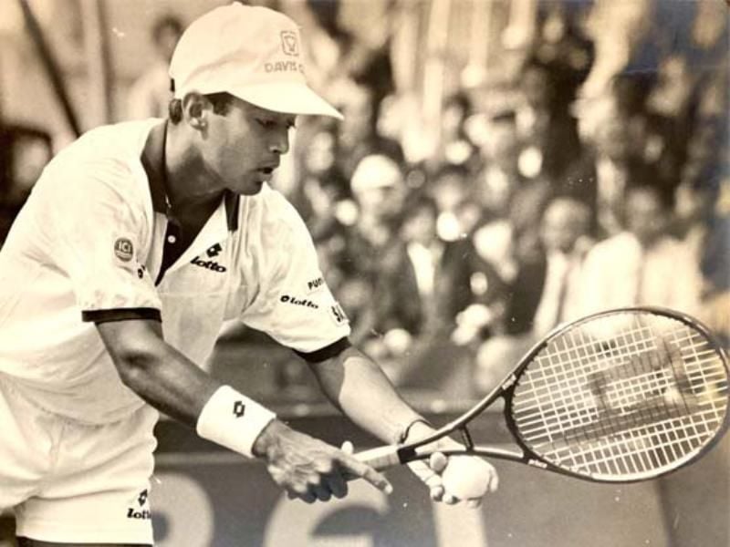 Leander Paes at the Britannia Amritraj Tennis Academy