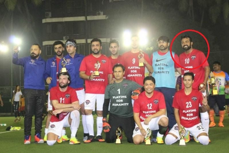 Leander Paes with other stars playing football for All Stars Football Club