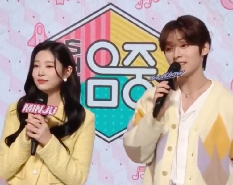 Lee Know (right) in a still from the South Korean TV program titled 